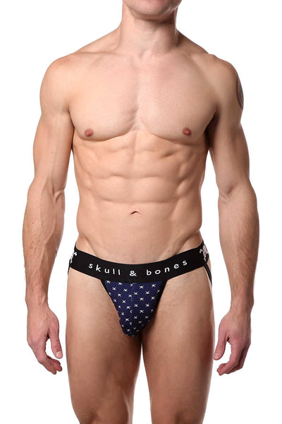 Skull & Bones Navy Tiny-Skull-Print Jockstrap
