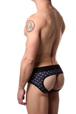 Skull & Bones Navy Tiny-Skull-Print Peek-a-Boo Brief thumbnail 1