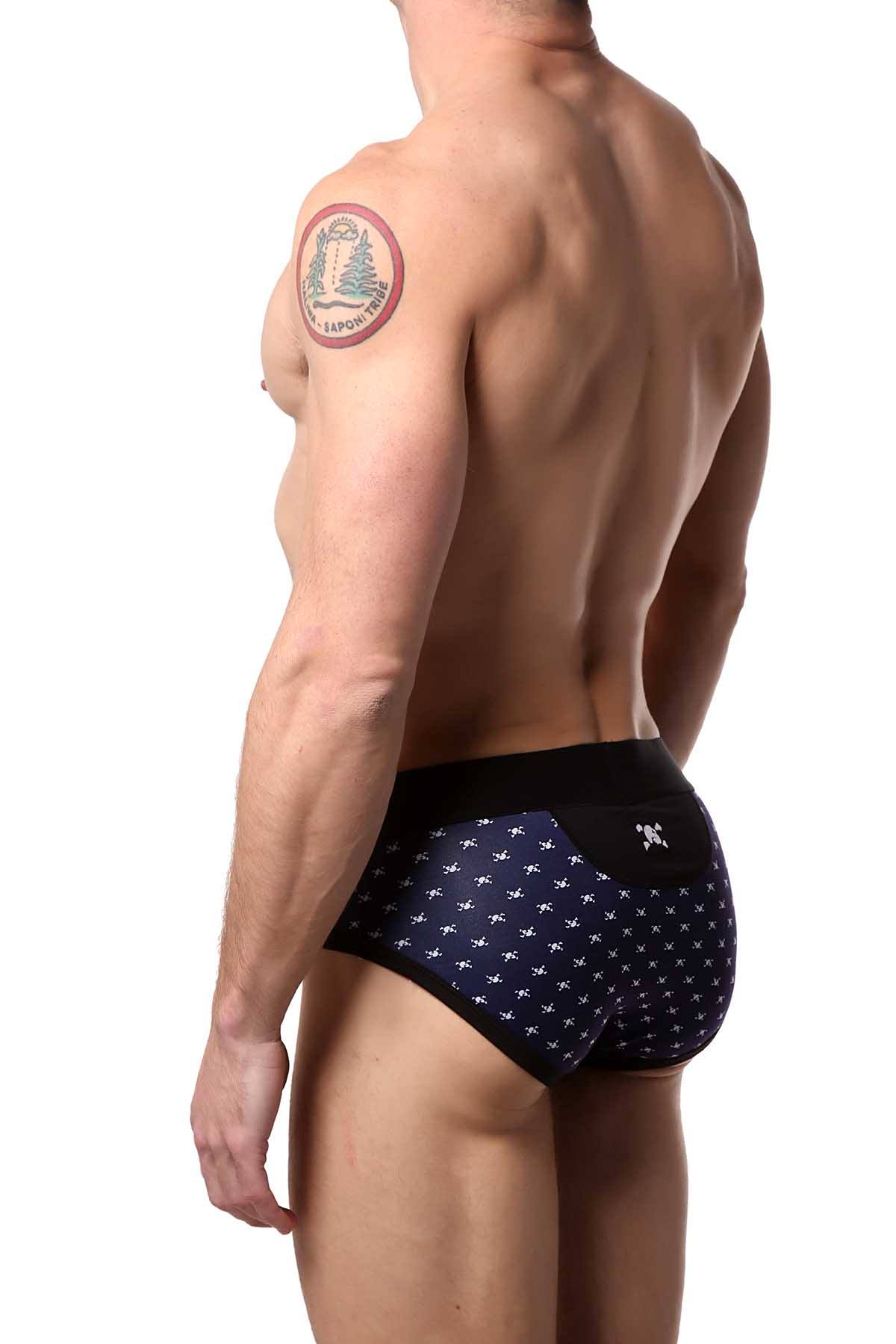 Skull & Bones Navy Tiny-Skull-Print Sexy Brief