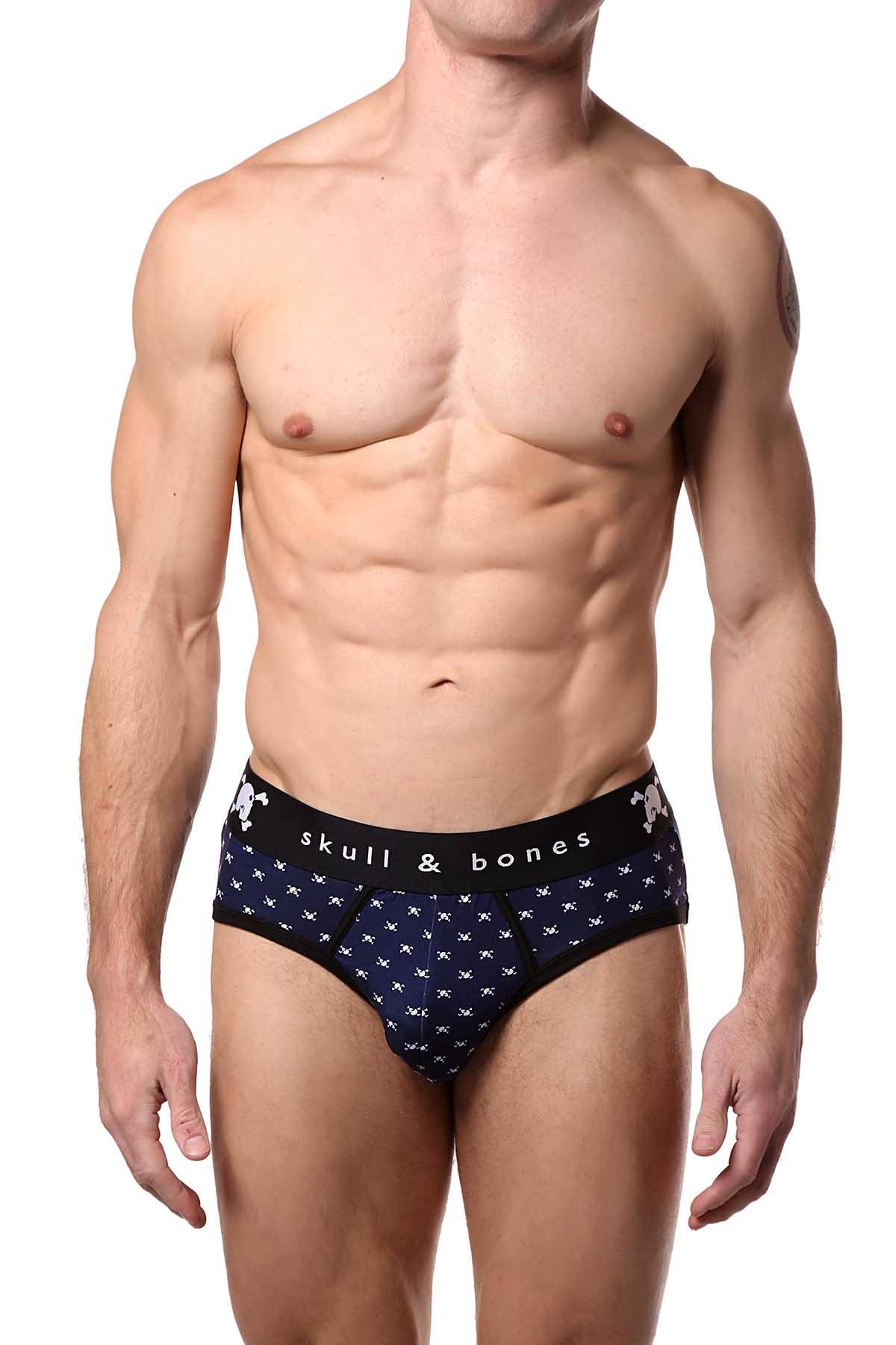 Skull & Bones Navy Tiny-Skull-Print Sexy Brief