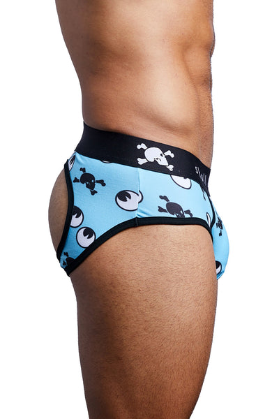Skull & Bones Sky-Blue Googly Eyes Peek-a-Boo Brief