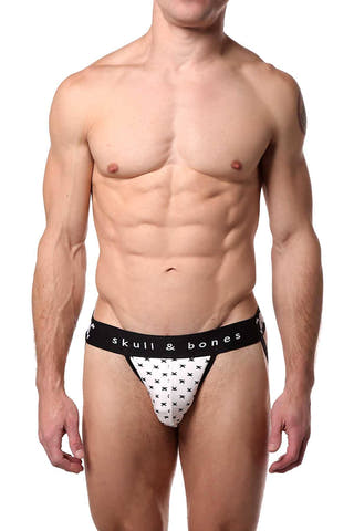 Skull & Bones White Tiny-Skull-Print Jockstrap
