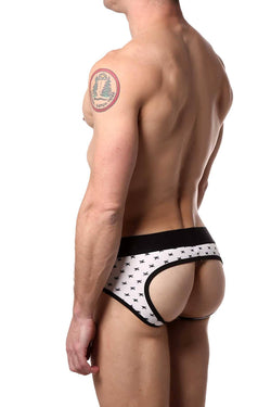 Skull & Bones White Tiny-Skull-Print Peek-a-Boo Brief thumbnail 1