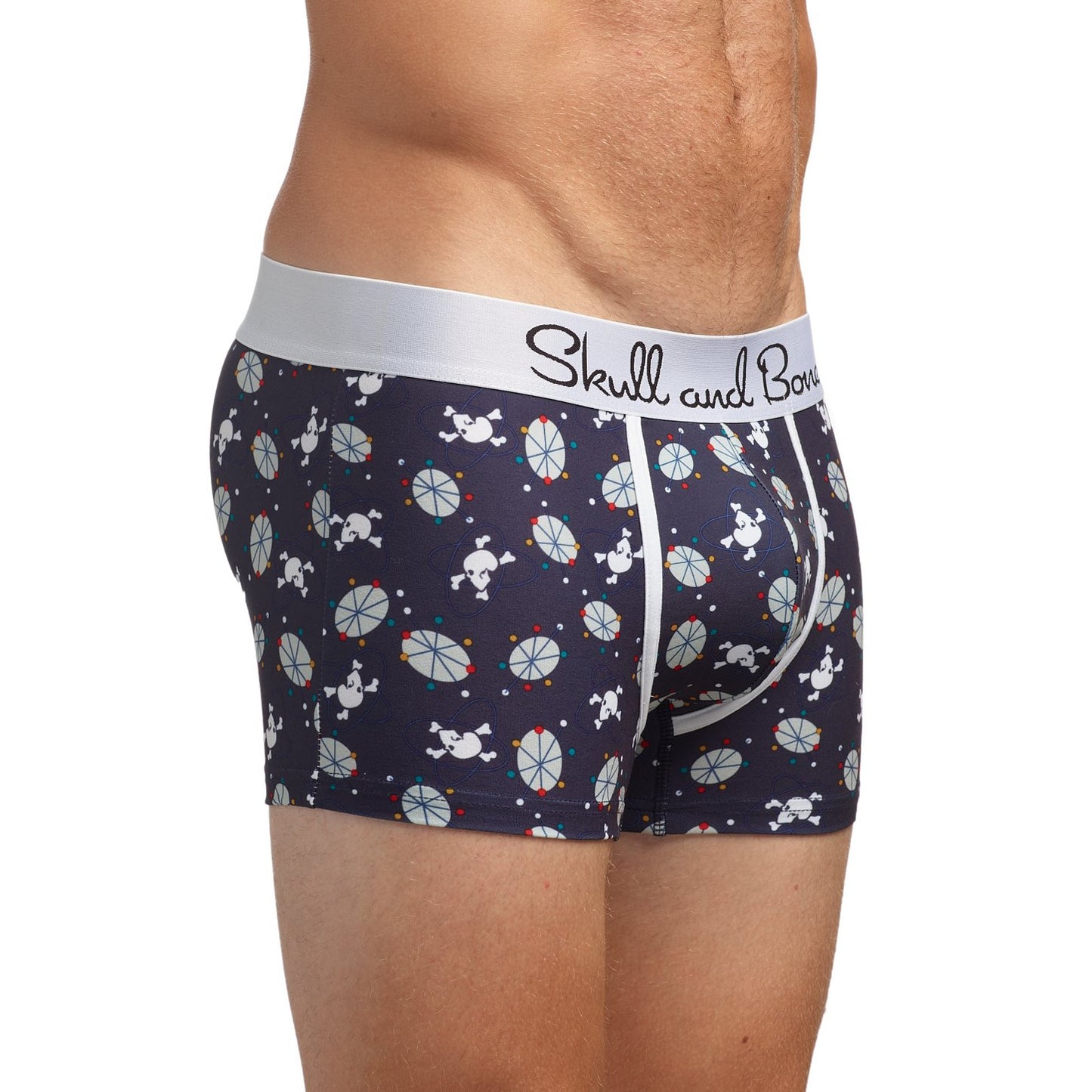 Skull and Bones Black Mid-Century Modern Print Trunk