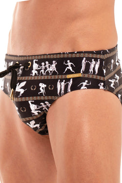 Skull and Bones Black Roman Figure Swim Brief thumbnail 3