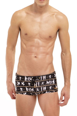 Skull and Bones Black Roman Figure Swim Trunk thumbnail 1