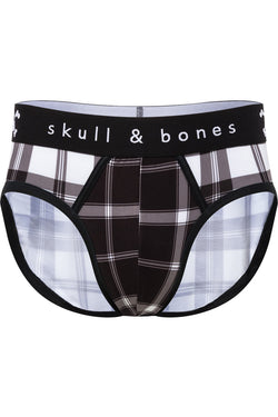 Skull and Bones Black Tri Plaid Brief thumbnail 1