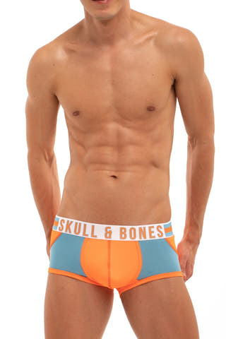 Skull and Bones Blue and Orange Sport Mesh PeekABoo Trunk