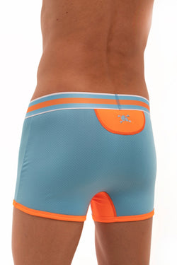 Skull and Bones Blue and Orange Sport Mesh Trunk thumbnail 4