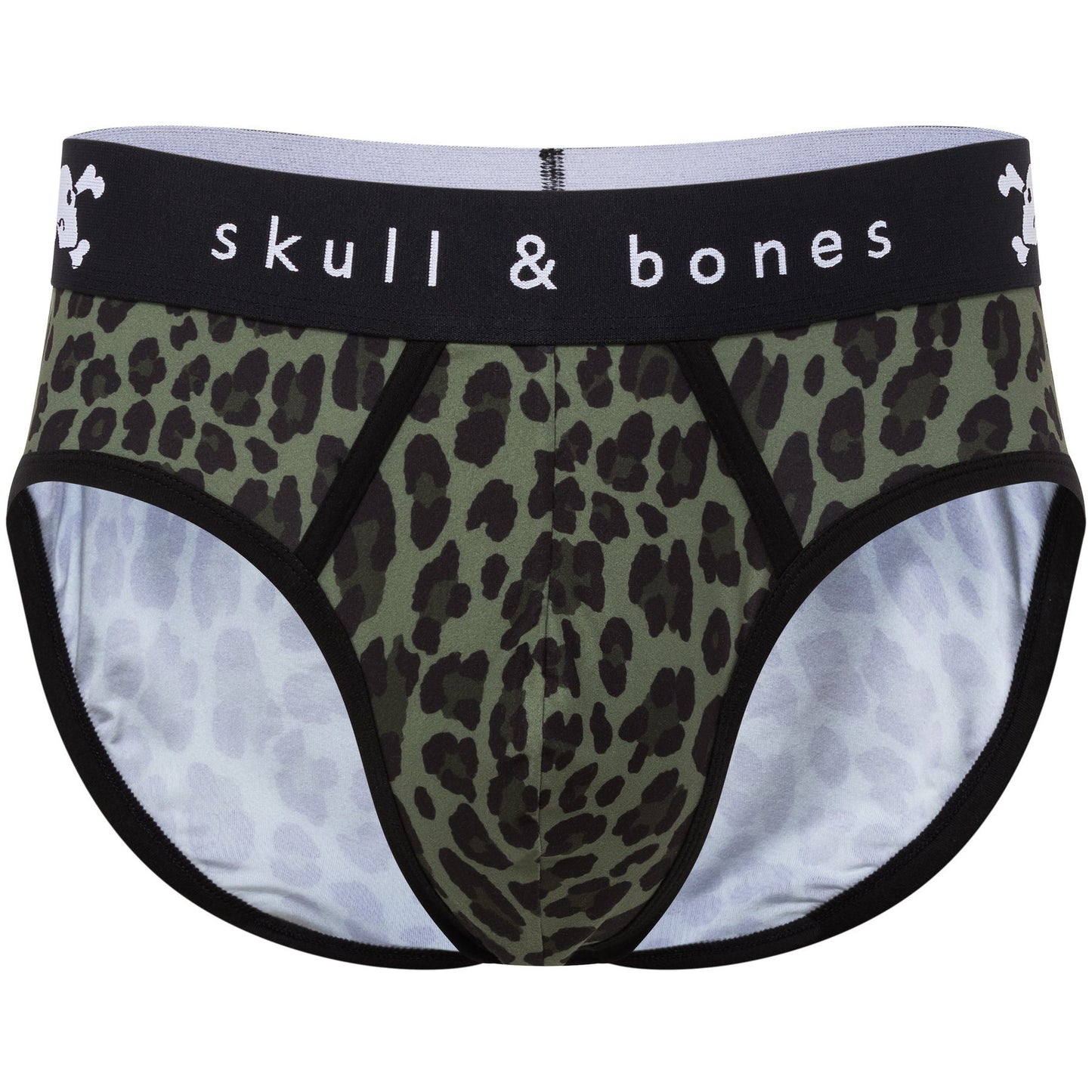 Skull and Bones Green Leopard Print Brief
