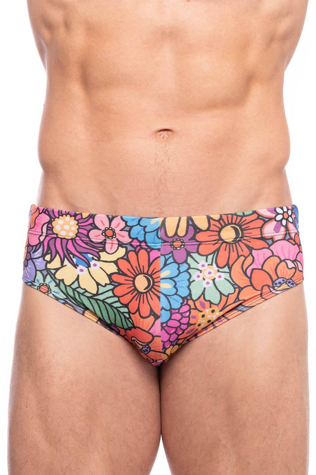 Skull and Bones Groovy Floral Swim Brief