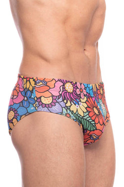 Skull and Bones Groovy Floral Swim Brief thumbnail 2