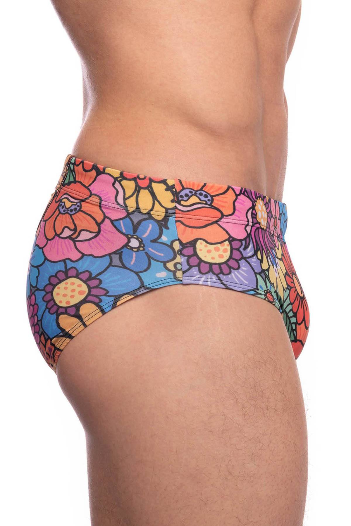 Skull and Bones Groovy Floral Swim Brief
