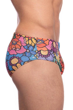 Skull and Bones Groovy Floral Swim Brief thumbnail 3