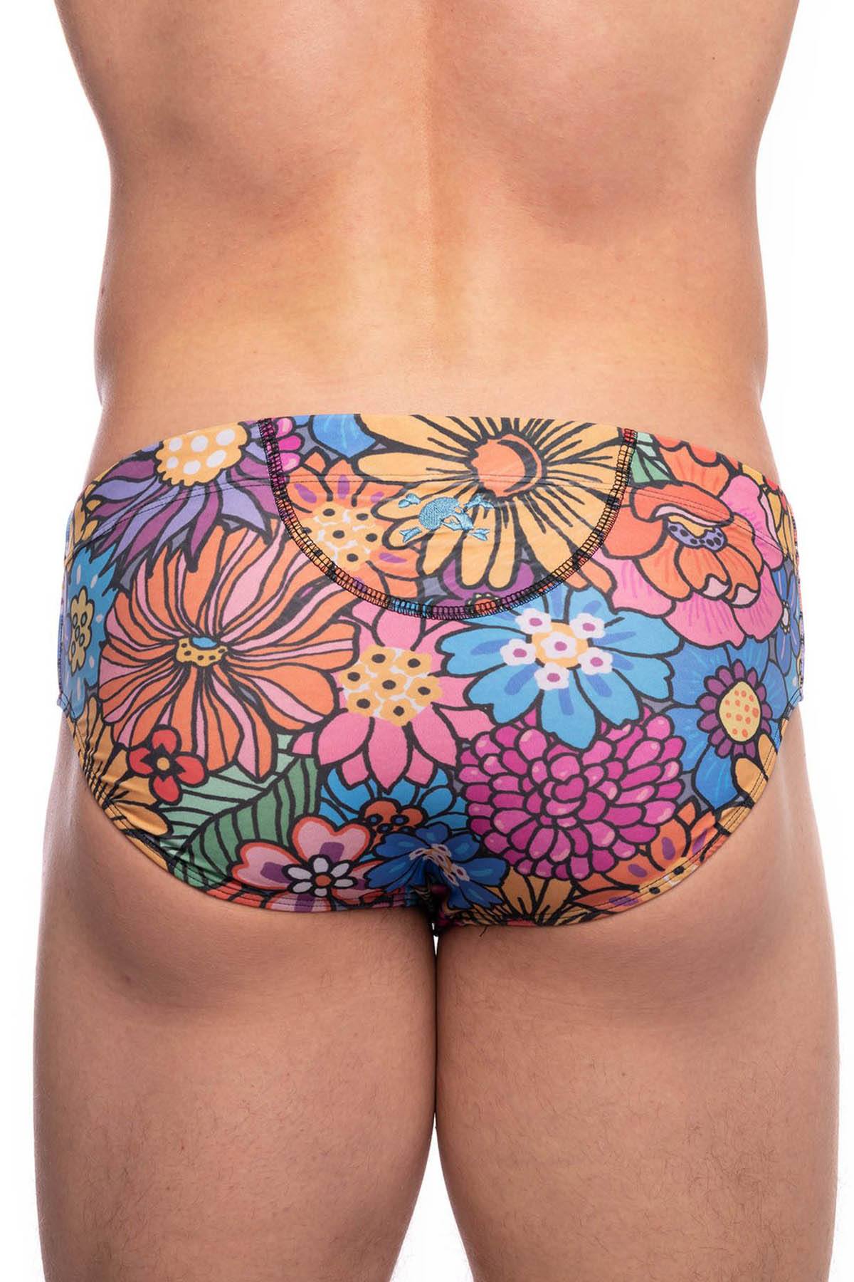 Skull and Bones Groovy Floral Swim Brief