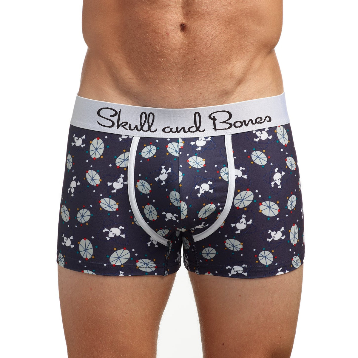 Skull and Bones Navy Mid-Century Modern Print Trunk
