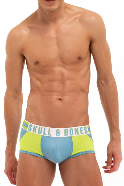 Skull and Bones Neon Green and Blue Sport Mesh Peek Trunk