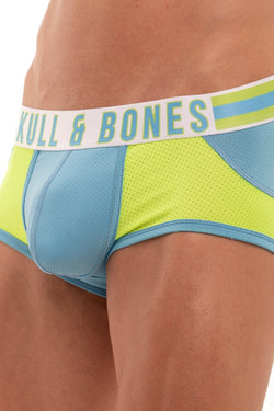 Skull and Bones Neon Green and Blue Sport Mesh Peek Trunk thumbnail 4