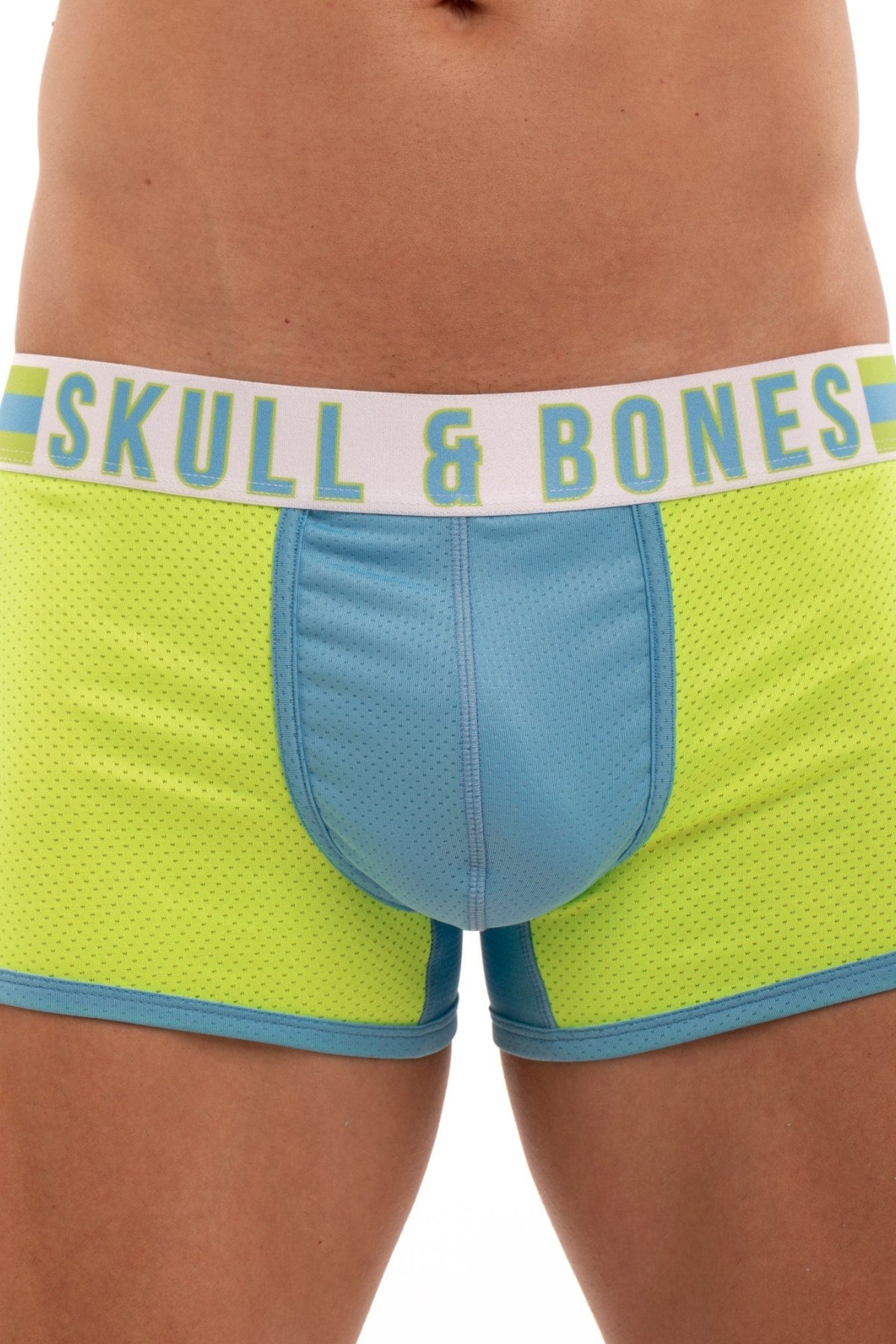 Skull and Bones Neon Green and Blue Sport Mesh Trunk