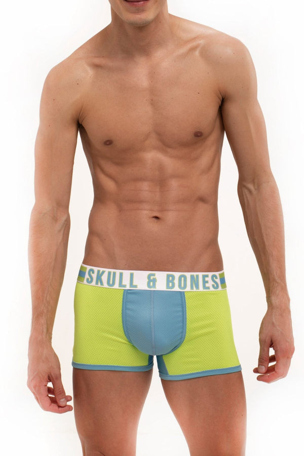 Skull and Bones Neon Green and Blue Sport Mesh Trunk