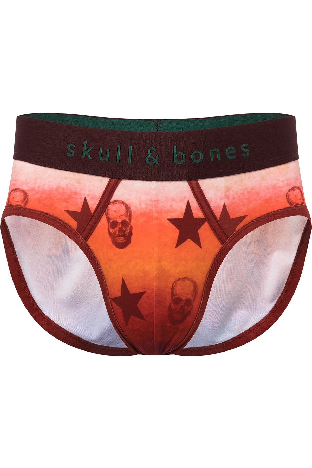 Skull and Bones Orange Ombre Skull Star Brief