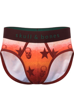 Skull and Bones Orange Ombre Skull Star Brief thumbnail 1
