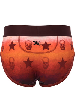 Skull and Bones Orange Ombre Skull Star Brief thumbnail 2