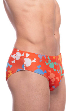 Skull and Bones Orange Tossed Skull Swim Brief thumbnail 2