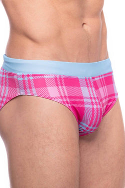 Skull and Bones Pink Plaid Swim Brief thumbnail 2