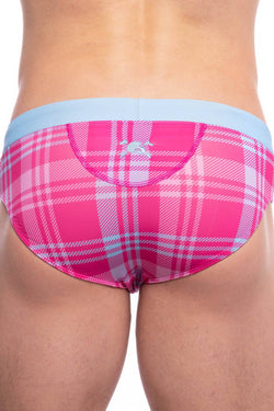 Skull and Bones Pink Plaid Swim Brief thumbnail 4
