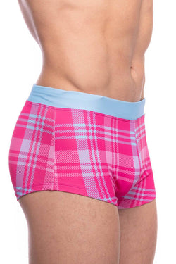 Skull and Bones Pink Plaid Swim Trunk thumbnail 2