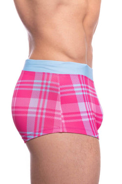 Skull and Bones Pink Plaid Swim Trunk thumbnail 3