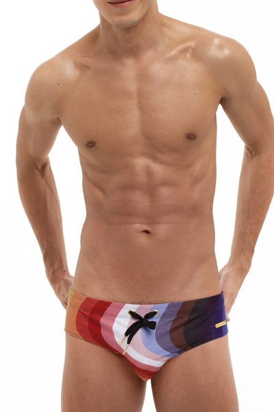 Skull and Bones Rainbow Heather Swim Brief
