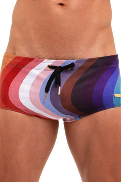 Skull and Bones Rainbow Heather Swim Trunk thumbnail 3