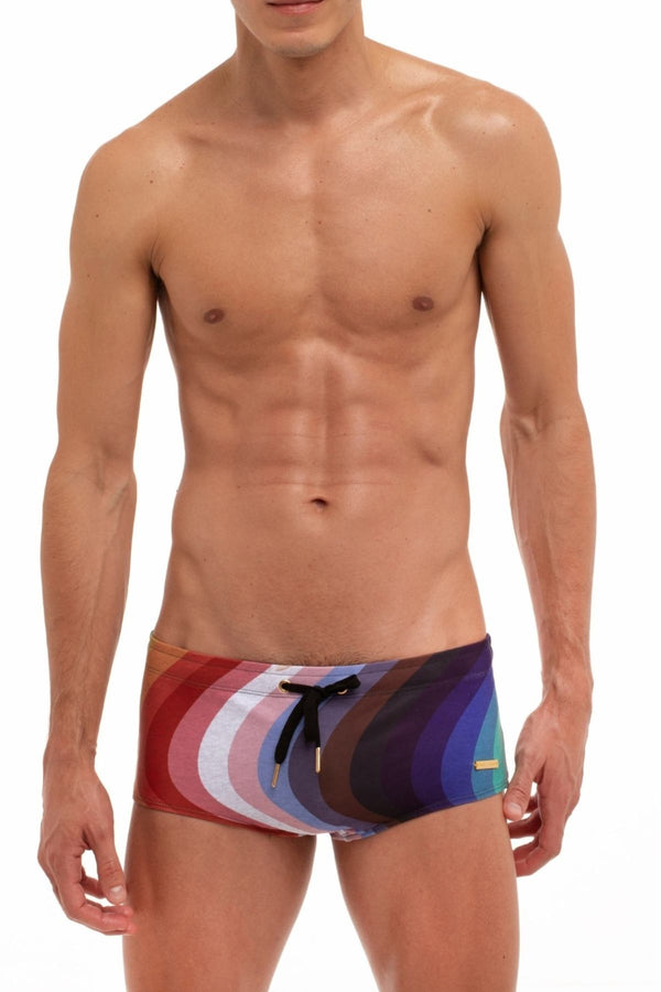 Skull and Bones Rainbow Heather Swim Trunk