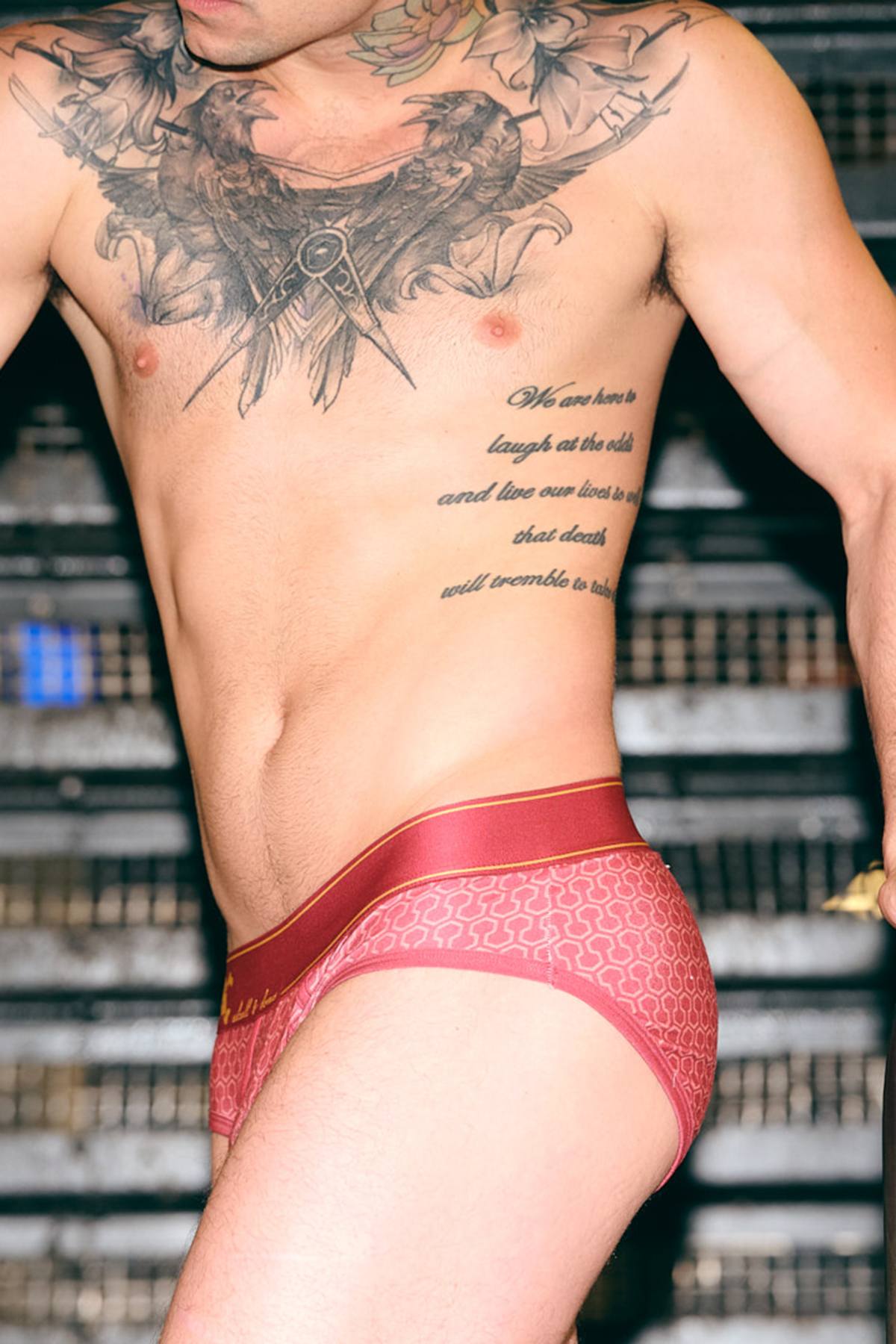 Skull and Bones Red Geo Print Brief