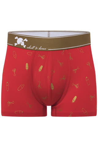 Skull and Bones Red Martini Print Trunk