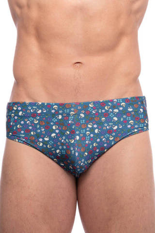 Skull and Bones Vintage Floral Swim Brief
