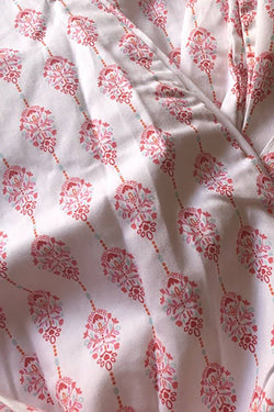 Sky White/Coral Ingrid-Printed Cotton Robe thumbnail 2