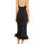 Sleeper Feather Trim Slip Dress Black