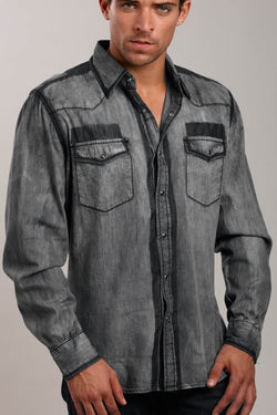 Smash Black Denim Washed Shirt thumbnail 1
