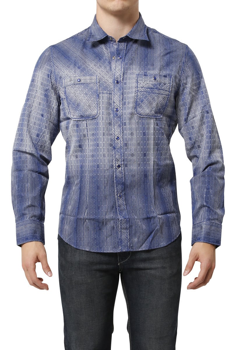 Smash Blue Tye-Dyed Snap-Up Shirt
