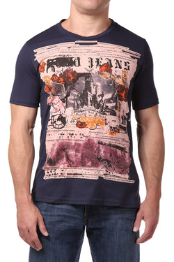 Smash Navy Blue Newspaper Graphic Tee thumbnail 1