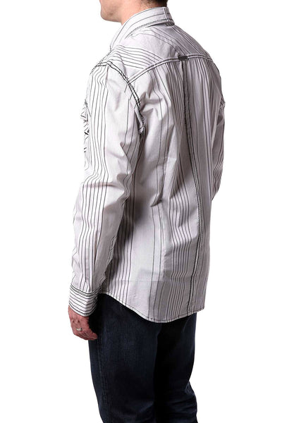 Smash White Contrast Lines Button-Up