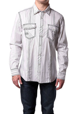 Smash White Contrast Lines Button-Up thumbnail 1