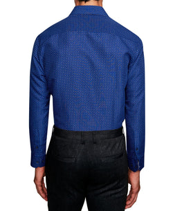 Society Of Threads Slim-fit Non-iron Blue Dot Dress Shirt Navy thumbnail 2