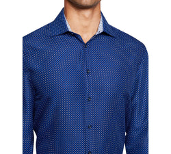 Society Of Threads Slim-fit Non-iron Blue Dot Dress Shirt Navy thumbnail 3