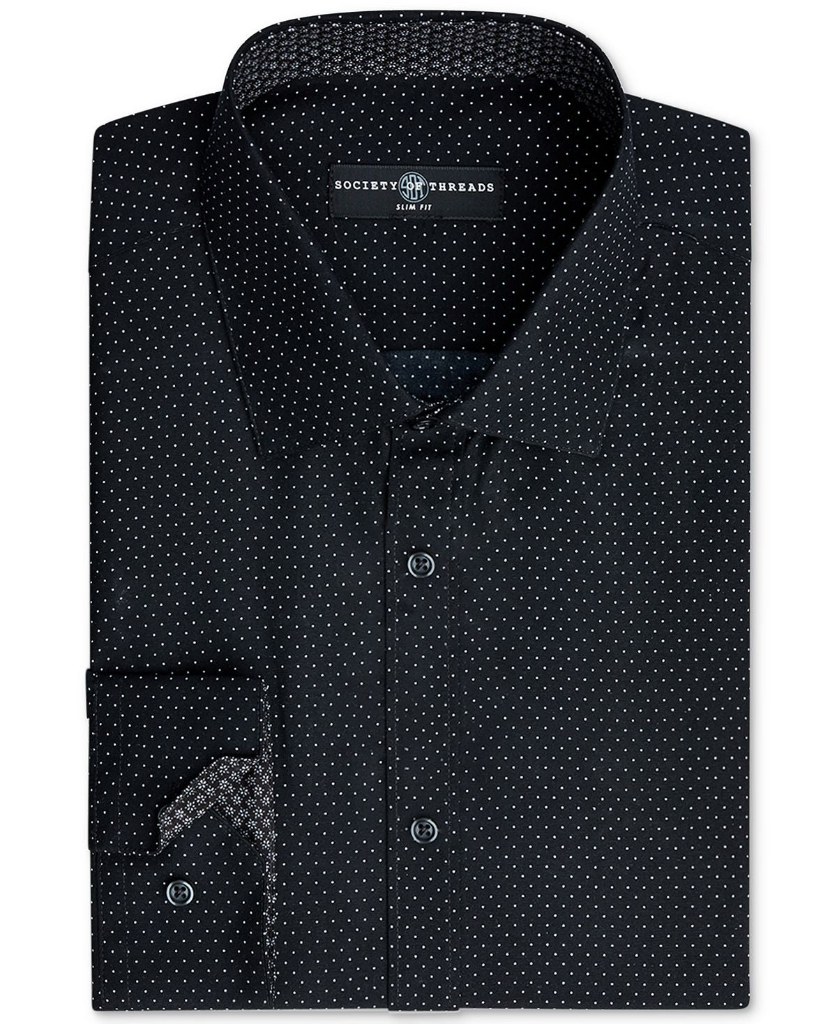Society Of Threads Slim-fit Non-iron Performance Print Dress Shirt Black