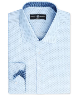 Society Of Threads Slim-fit Non-iron Performance Print Dress Shirt Light Blue thumbnail 1