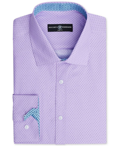 Society Of Threads Slim-fit Non-iron Performance Print Dress Shirt Lilac